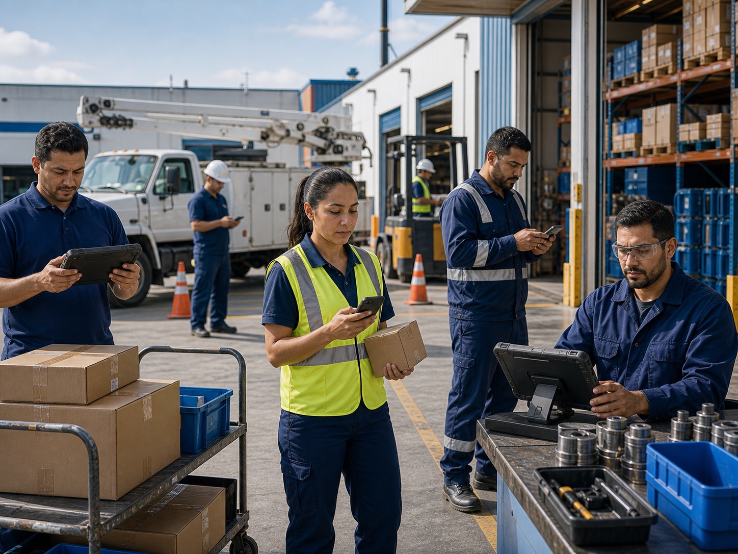 Industry mobile device deployment teams using rugged Android devices across operations