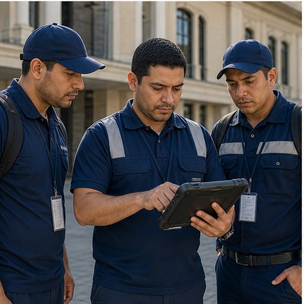 Public-sector field team using controlled mobile devices for government work