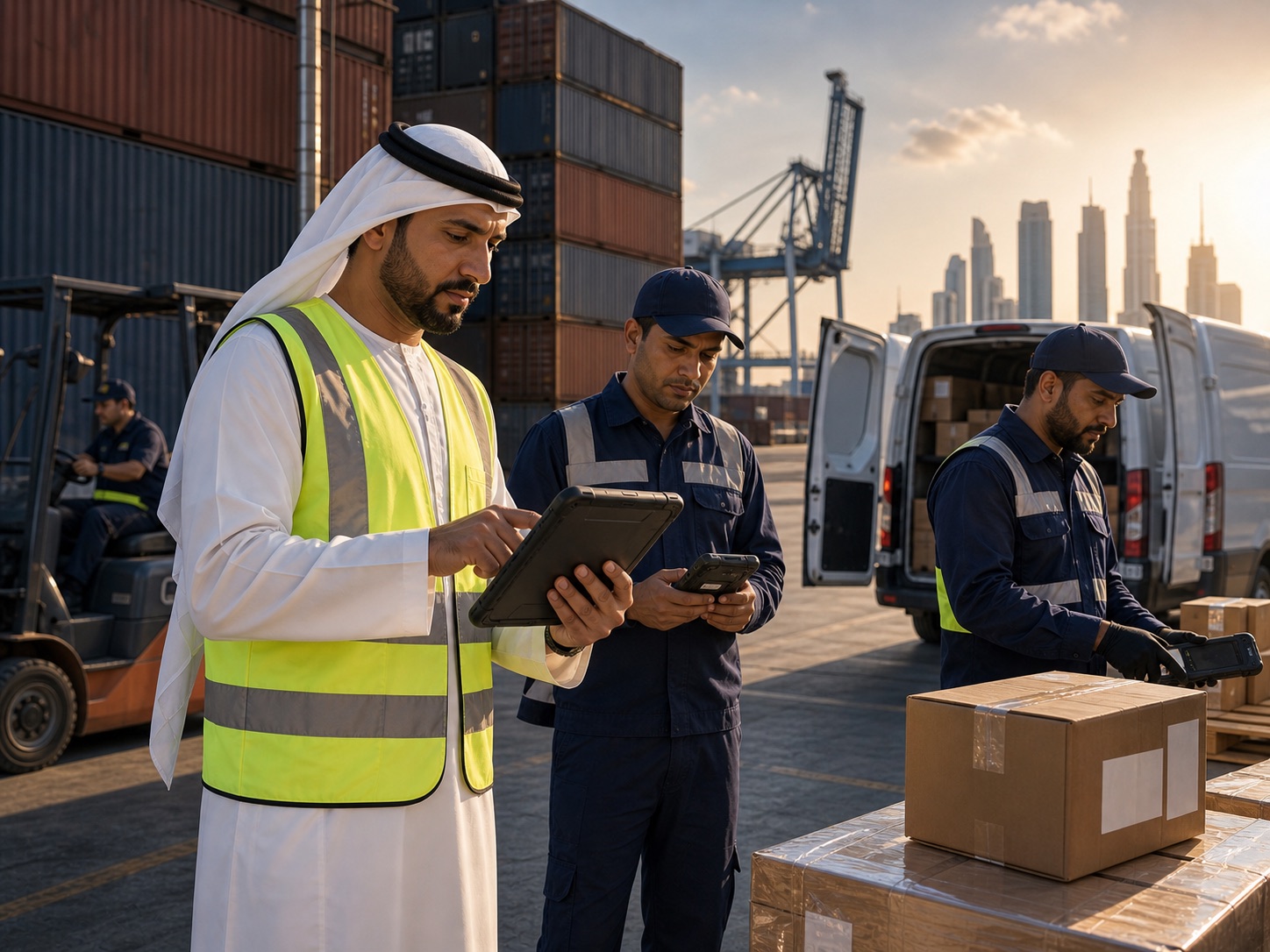 Fleet drivers using mounted Android devices for route and vehicle workflows