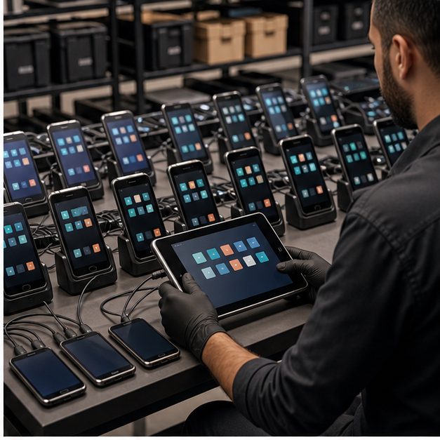Preloading apps on Android devices at scale in a staging workflow